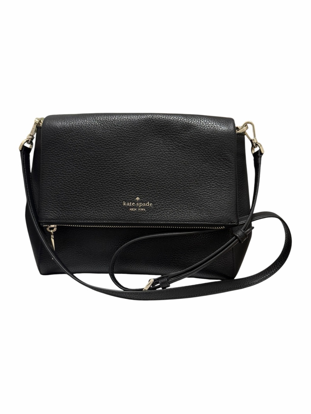 Kate Spade Pebbled Black Leather Crossbody Handbag